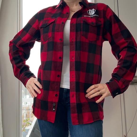 Letterkenny Tops Letterkenny Exclusive 222 Tour Flannel Shirt Wstormy Embroidery Unisex Size